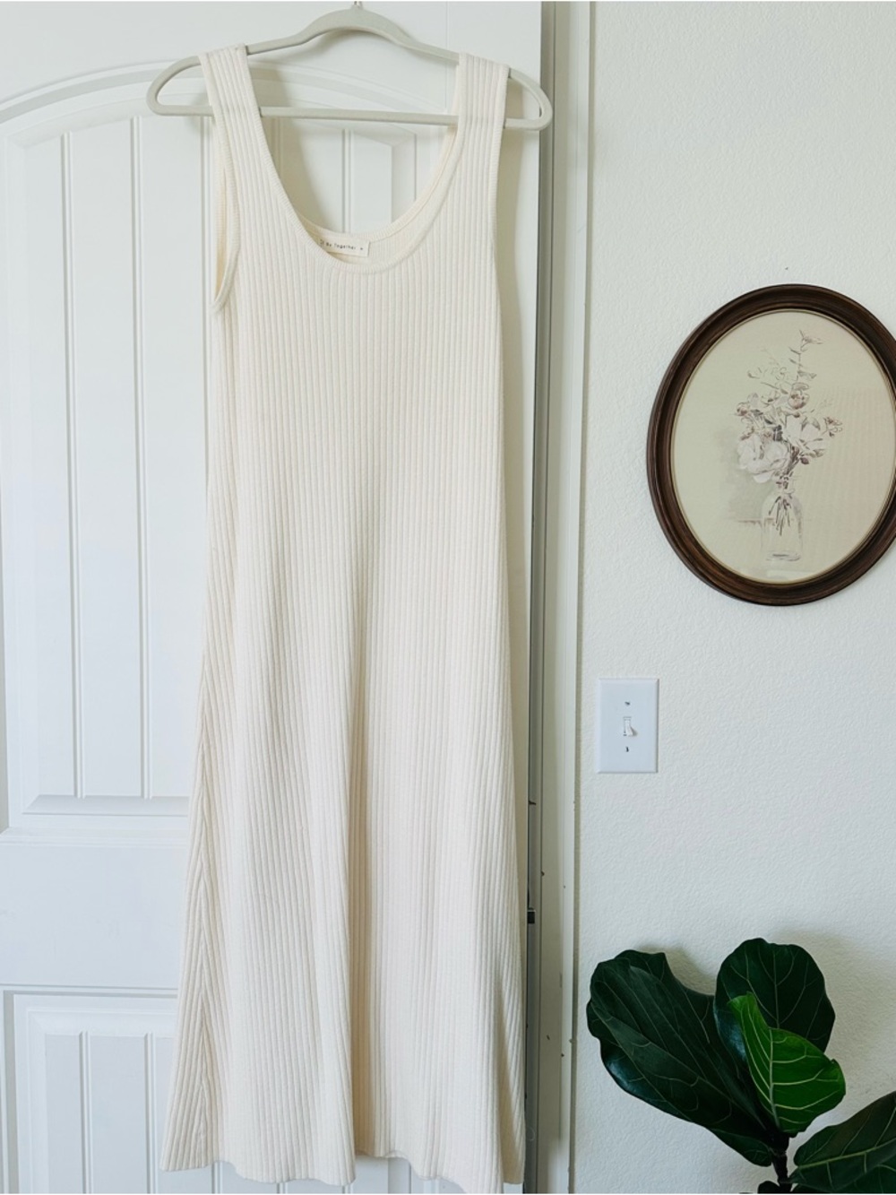 Sleeveless Ribbed Cream Maxi Dress Altar’d State By Together Beige Off White M